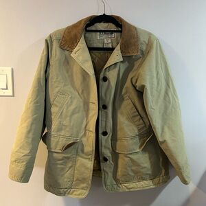 L.L. Bean Olive Field Jacket with Brown Corduroy Collar